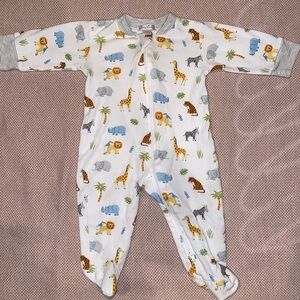 KISSY KISSY Boy's Safari Style Two Way Zip Up Footie, Size 3-6M